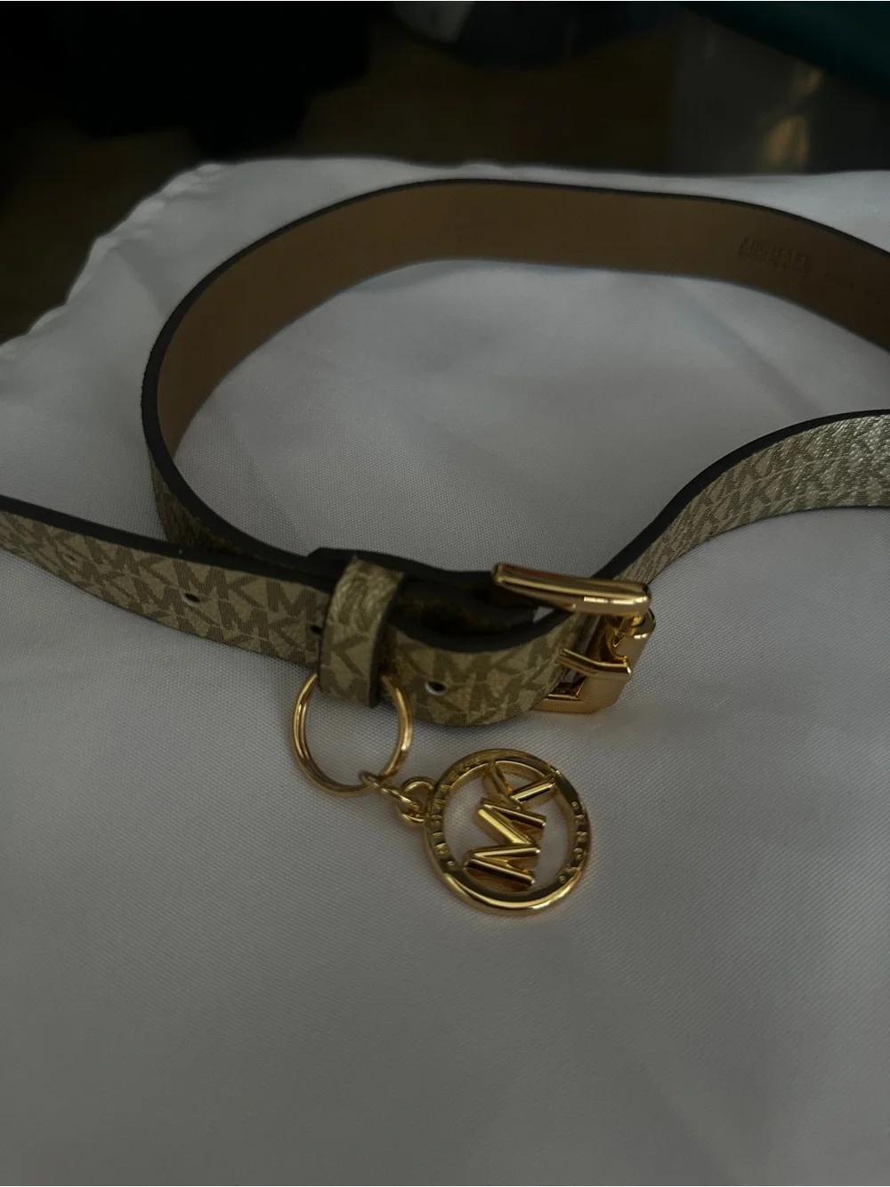 Michael Kors Beige Metallic Signature MK Crossbody Bag